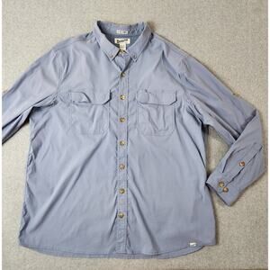 Duluth Trading  Shirt Men SZ 2XL Tall Blue Standard Fit Roll Tab Sleeves FLAWED